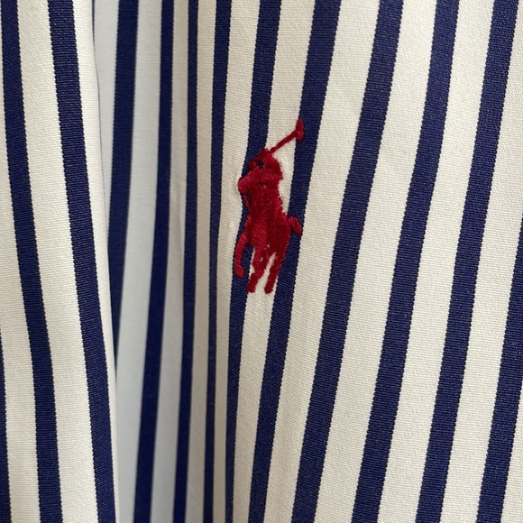 Polo by Ralph Lauren white with navy blue stripe ,  red pony pure Ralph Lauren!! - Picture 3 of 4